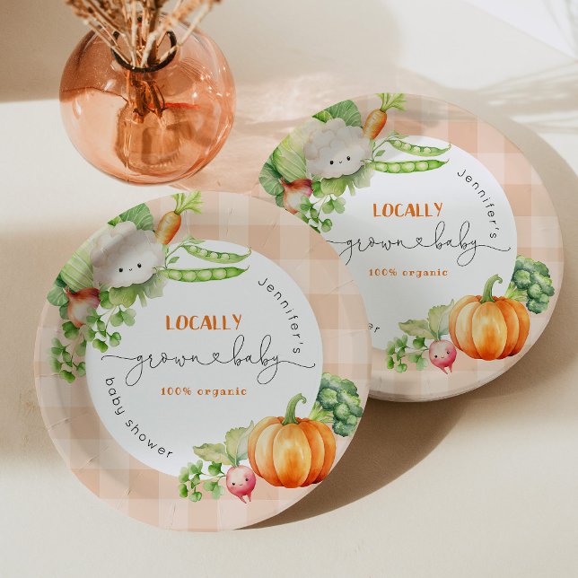 Locally grown baby fall Pumpkin farm baby shower Paper Plate (Creator Uploaded)