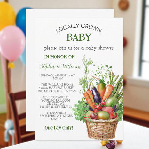 Locally Grown Baby Farmers Market Baby Boy shower Invitation