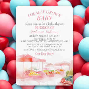 Locally Grown Baby Farmers Market Baby Girl shower Invitation