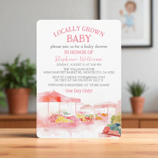 Locally Grown Baby Farmers Market Baby Girl shower Invitation (Creator Uploaded)
