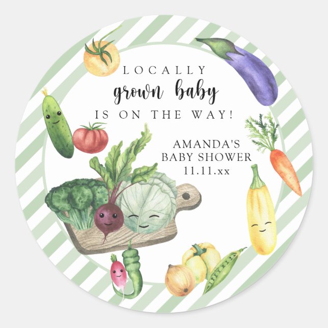 Locally Grown Baby Farmers Market Baby Shower Classic Round Sticker (Front)