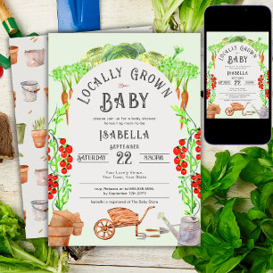 Locally Grown Baby , Farmer's Market  Baby Shower  Invitation