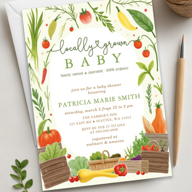 Locally Grown Baby Farmers Market Baby Shower Invitation (Locally Grown Baby Farmers Market Baby Shower Invitation)