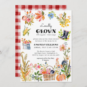 Locally Grown Baby   Farmer's Market Baby Shower Invitation