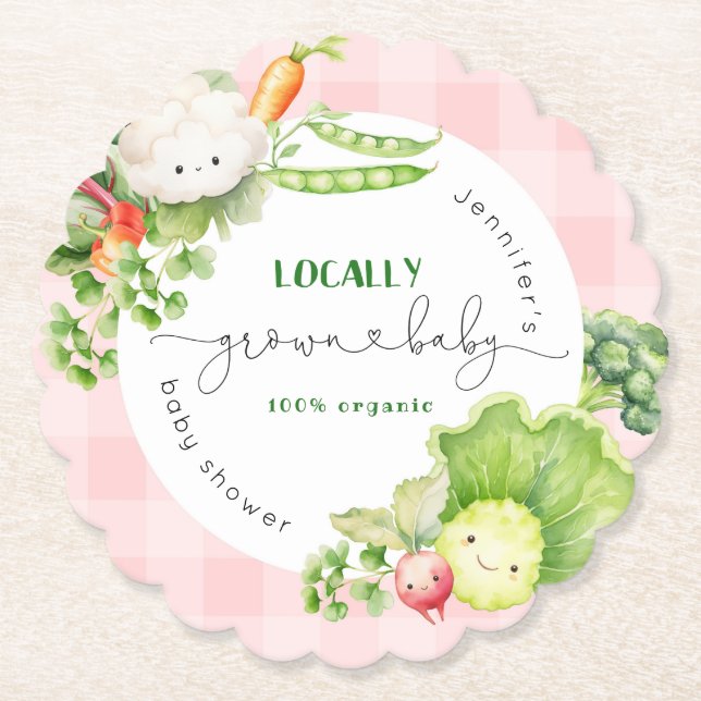 Locally grown baby Farmers market baby shower Paper Coaster (Front)