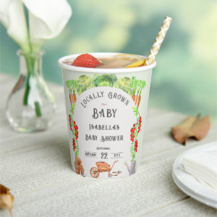 Locally Grown Baby , Farmer's Market Baby Shower Paper Cups