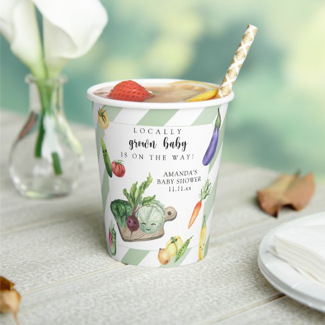 Locally Grown Baby Farmers Market Baby Shower Paper Cups (Insitu)