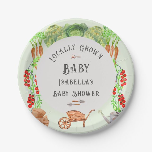 Locally Grown Baby , Farmer's Market  Baby Shower  Paper Plate (Front)