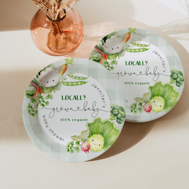 Locally grown baby Farmers market baby shower Paper Plate (Creator Uploaded)