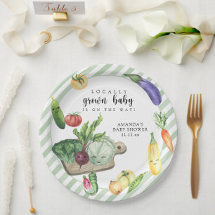 Locally Grown Baby Farmers Market Baby Shower Paper Plate