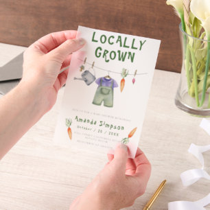 Locally Grown Baby Farmers Market Baby Shower Vellum Invitations
