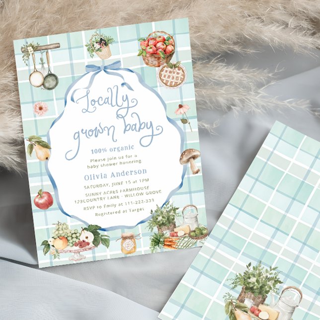 Locally Grown Baby Farmers Market Boy Baby Shower Invitation (Creator Uploaded)