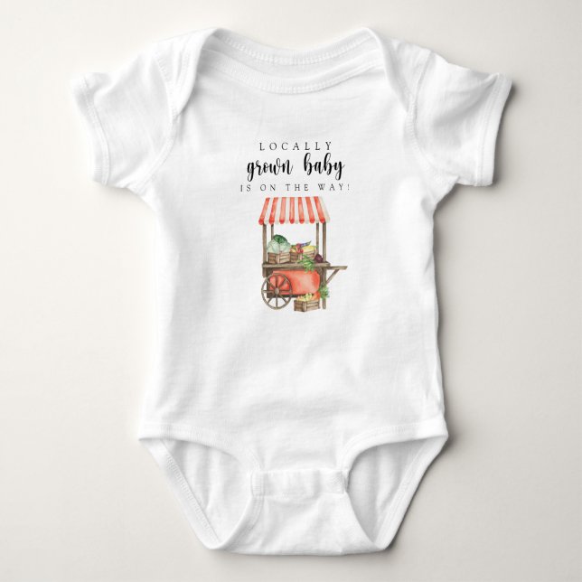 Locally Grown Baby Farmers Market Cart Baby Shower Bodysuit (Front)