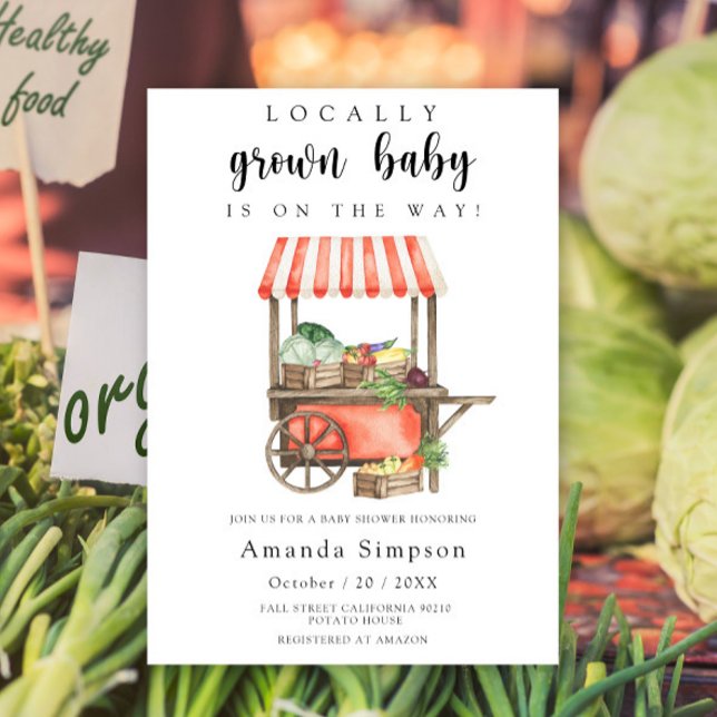 Locally Grown Baby Farmers Market Cart Baby Shower Invitation (Creator Uploaded)