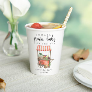 Locally Grown Baby Farmers Market Cart Baby Shower Paper Cups