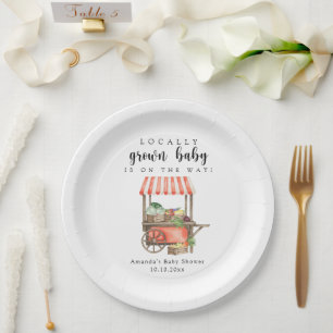 Locally Grown Baby Farmers Market Cart Baby Shower Paper Plate