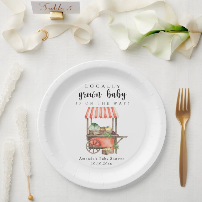 Locally Grown Baby Farmers Market Cart Baby Shower Paper Plate (Wedding)