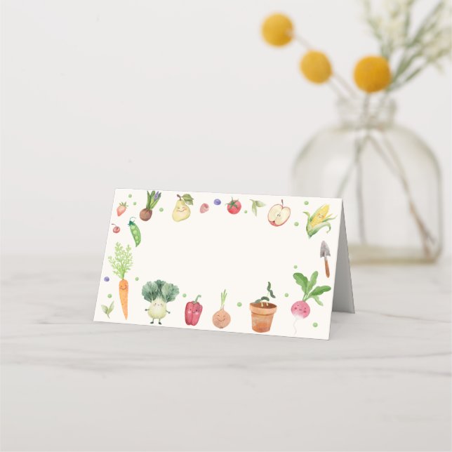 Locally Grown Baby Farmers Market Couples Shower Place Card (Front)