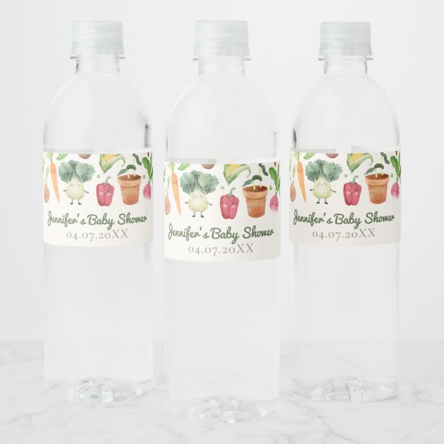 Locally Grown Baby Farmers Market Couples Shower Water Bottle Label (Bottles)