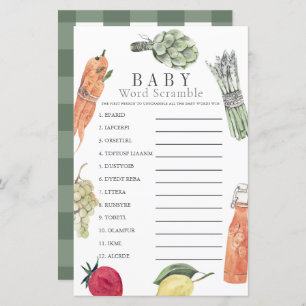 Locally Grown Baby Farmers Market Word Scramble