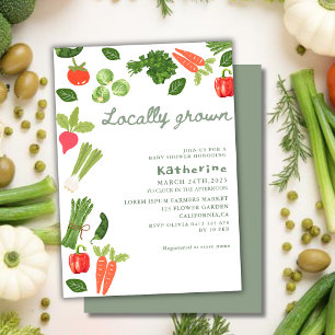 Locally grown baby gender neutral baby shower invitation