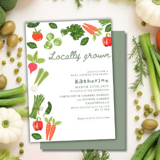 Locally grown baby gender neutral baby shower invitation