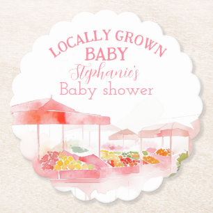 Locally Grown Baby Girl Shower Farmers Market Paper Coaster