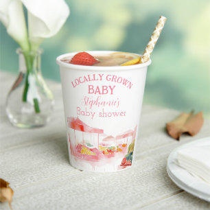Locally Grown Baby Girl Shower Farmers Market Paper Cups