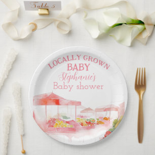 Locally Grown Baby Girl Shower Farmers Market Paper Plate