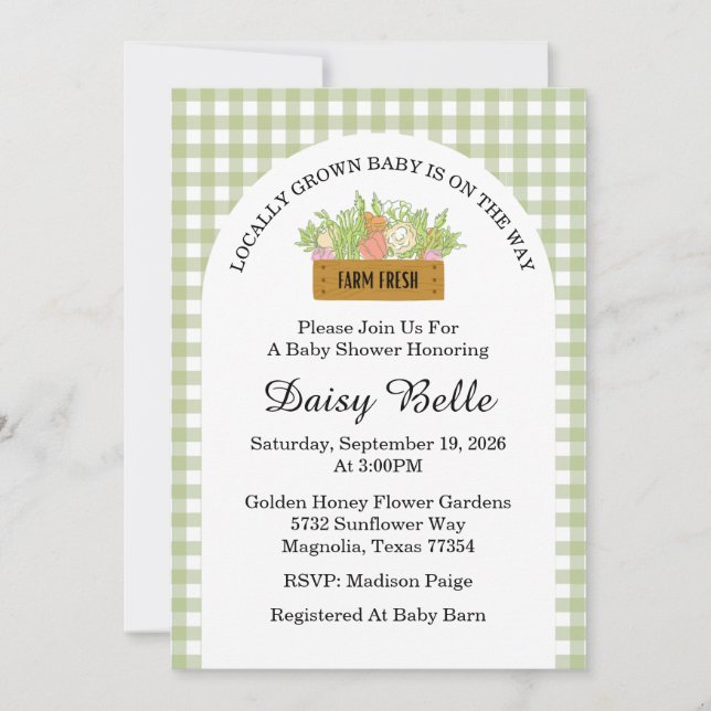 Locally Grown Baby Is On The Way Baby Shower Invitation (Front)