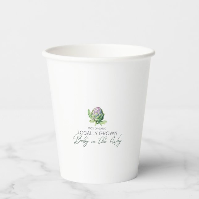 Locally Grown Baby on the Way - Artichoke Paper Cups (Front)