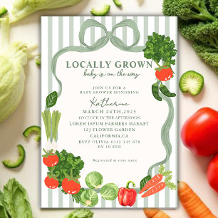 Locally grown baby on the way baby shower invitation