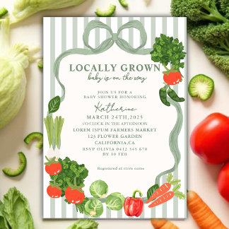 Locally grown baby on the way baby shower invitation