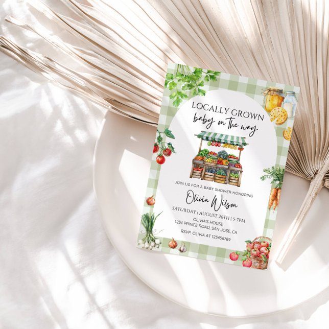 Locally Grown Baby on the Way–Rustic Farm Theme Invitation (Creator Uploaded)