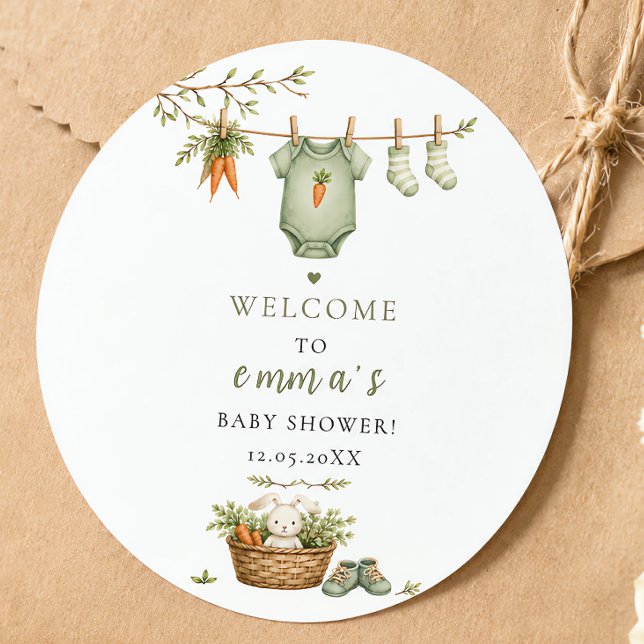 Locally Grown Baby Rustic Bunny Editable Classic Round Sticker (Locally Grown Baby Rustic Bunny Editable Classic Round Sticker)