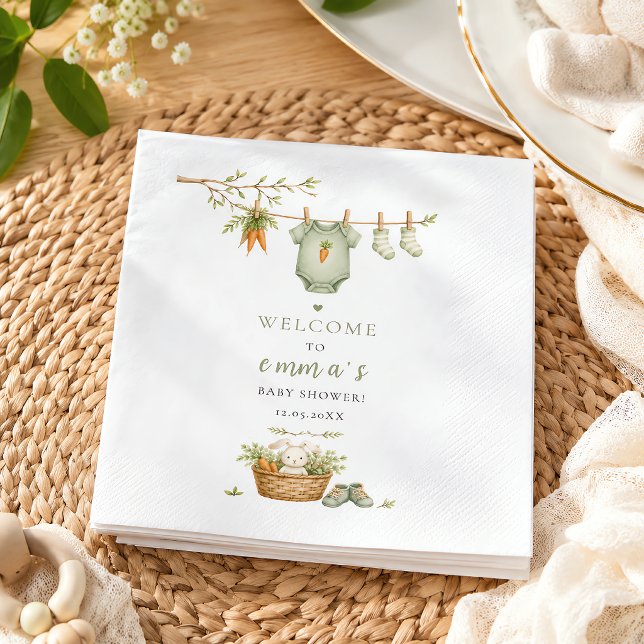Locally Grown Baby Rustic Bunny Editable Napkin (Locally Grown Baby Rustic Bunny Editable Napkins)