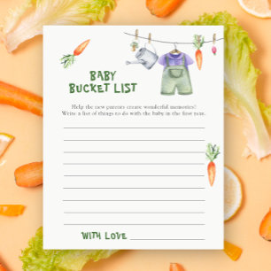 Locally grown baby shower - Baby bucket list