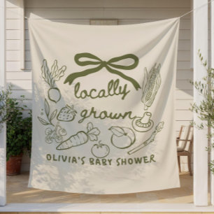 Locally Grown Baby Shower Backdrop, Farmers Market Tapestry