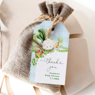 Locally grown baby shower blue thank you tag