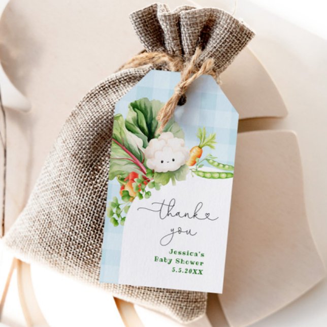 Locally grown baby shower blue thank you tag (Creator Uploaded)