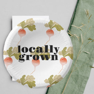 Locally Grown Baby Shower Colorblock B&W Paper Plate