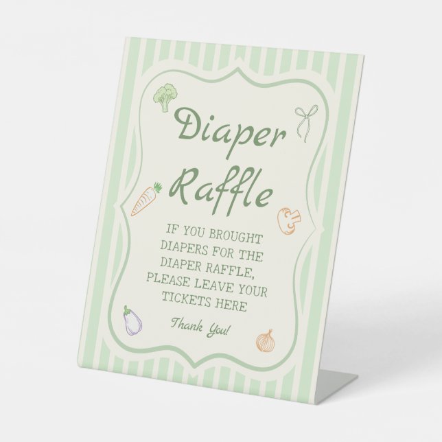 Locally Grown Baby Shower Diaper Raffle Pedestal Sign (Front)