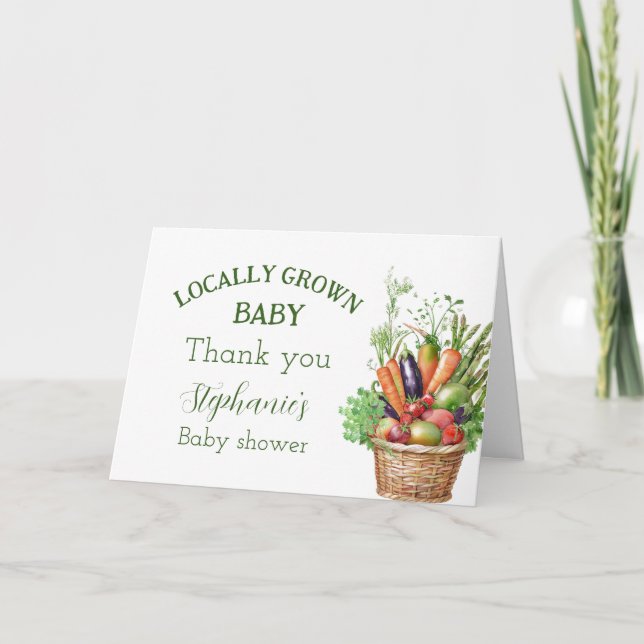 Locally Grown Baby Shower Farmers Market Thank You Card (Front)