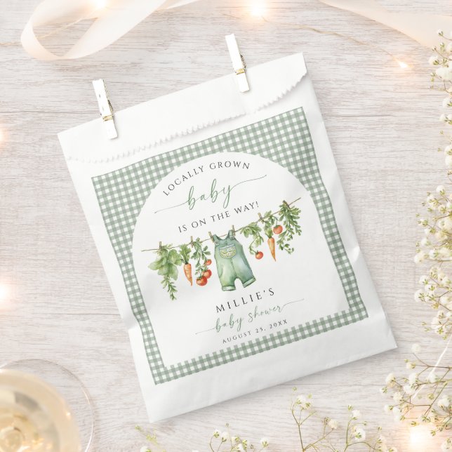 Locally Grown Baby Shower Favour Bags Sage Green (Clipped)