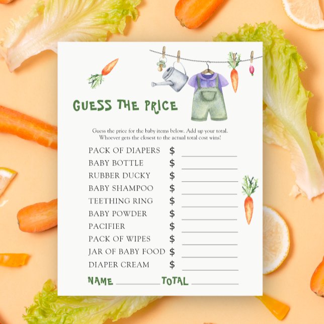 Locally grown baby shower - Guess the price! Game (Creator Uploaded)