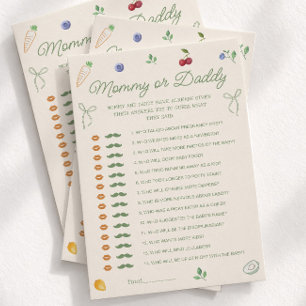 Locally Grown Baby Shower Guess Who Game Card