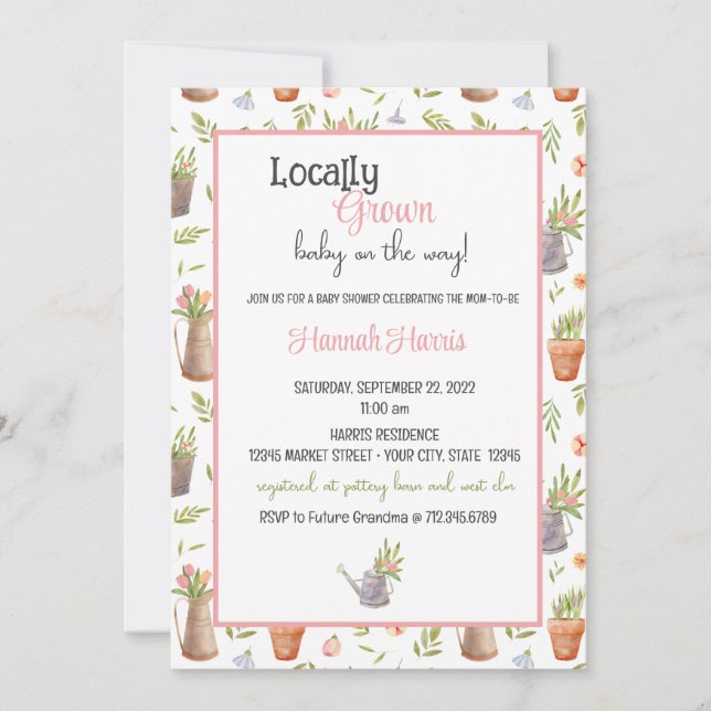 Locally Grown Baby Shower Invitation (Front)