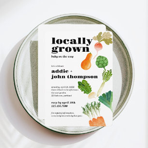 Locally Grown Baby Shower Invite Vegetables