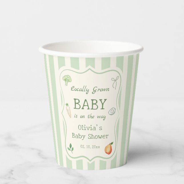 Locally Grown Baby Shower  Paper Cups (Front)