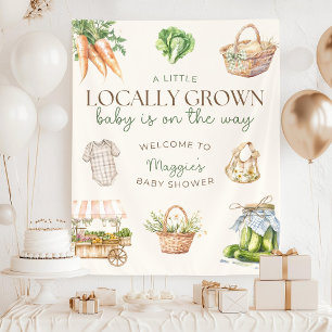 Locally Grown Baby Shower Party Backdrop, Farmers  Tapestry